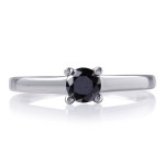 Yaffie ™ Crafts Custom Black Diamond Solitaire Ring in Sterling Silver with 1/2ct TDW