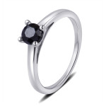 Yaffie ™ Custom-Made Sterling Silver Solitaire Engagement Ring with 2ct TDW Black Diamond