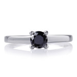 Yaffie ™ Custom-Made Sterling Silver Solitaire Engagement Ring with 2ct TDW Black Diamond