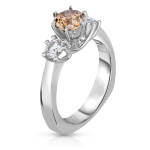 Champagne & White Diamond 3 Stone Ring with 1 2/5ct TDW in Yaffie White Gold