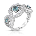 Blue Halo Diamond Engagement Ring, Yaffie White Gold, 1.75ct Total Diamond Weight