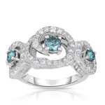 Blue Halo Diamond Engagement Ring, Yaffie White Gold, 1.75ct Total Diamond Weight