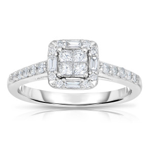 Mixed Baguette and Princess-cut Diamond Ring in Yaffie White Gold with 1/2ct TDW