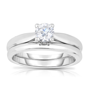 Sparkling Yaffie White Gold Wedding Set with 1/2ct Diamond Solitaire