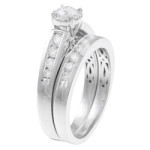 Certified White Gold Diamond Engagement Ring Set with 1ct Total Diamond Weight - Yaffie