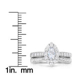 Marquise-cut Halo Bridal Set with 1ct TDW in White Gold by Yaffie