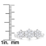 Blooming Brilliance: Yaffie 1ct TDW White Gold Triple Flower Diamond Ring