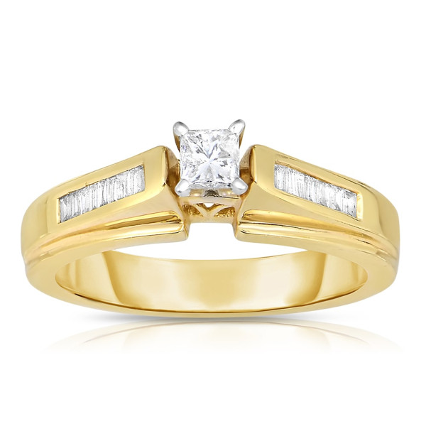 Sparkling Romance: Yaffie Gold Princess-cut Diamond Engagement Ring