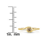 Champagne Diamond Ring with Yaffie Gold, Sparkling 1/3ct TDW Solitaire