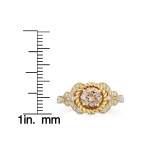 Charming Vintage-style Yaffie Gold Ring with 1ct TDW Genuine Champagne Diamond