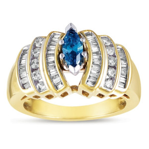 Gold 9/10ct TDW Stunning Blue Diamond Ring - Custom Made By Yaffie™
