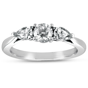 Certified 1ct TDW Diamond Yaffie White Gold 3-Stone Ring
