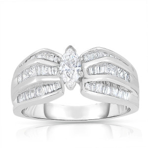 Elevate Your Love Story with our Yaffie White Gold Marquise-cut Diamond Engagement Ring.
