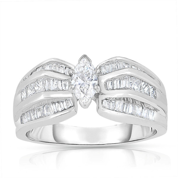 Elevate Your Love Story with our Yaffie White Gold Marquise-cut Diamond Engagement Ring.