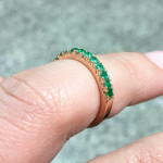 Rose Gold Yaffie Birthstone Stacking Ring with French Pave Prong Set Emerald for Eternal Charm.