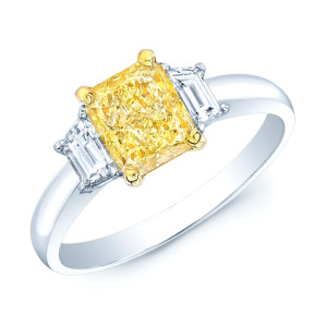 GIA-certified Fancy Yellow Diamond Ring with 1 3/4ct TDW in Yaffie Estie G Gold