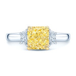 Yaffie Estie Gold & Platinum Ring: Stunning 1.6ct TDW GIA Fancy Yellow & White Diamonds