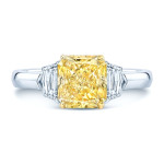 Radiant GIA-Certified Fancy Yellow Diamond Ring by Yaffie Estie G - 2 5/8ct TDW, Gold & Platinum