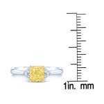 GIA Certified Radiant Fancy Yellow Diamond Ring in Platinum & Gold - Yaffie Estie G (1ct TDW)