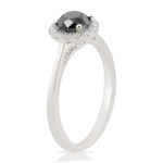 Handcrafted Yaffie ™ Black Diamond Engagement Ring with Stunning 1.18Ct Round Brilliant Cut Diamond