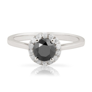 Handcrafted Yaffie ™ Black Diamond Engagement Ring with Stunning 1.18Ct Round Brilliant Cut Diamond