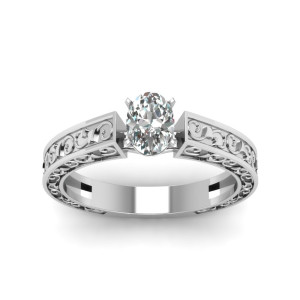 Golden Yaffie Diamond Engagement Ring with Unique Archaic Oval Solitaire