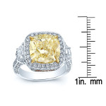 Platinum Engagement Ring with Yellow Diamond and White Diamond Halo by Yaffie Gia