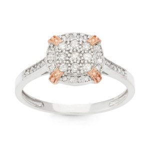 1/3ct TDW Diamond Cluster Ring by Yaffie Gioelli in gleaming two-tone gold.