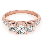 Sparkling Romance: Yaffie JewelMore White Diamond Trio Rose Gold Engagement Ring