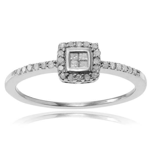 Journee Collection Sterling Silver Engagement Ring with Sparkling 1/3 ct Diamond Halo