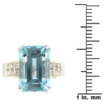 Aquamarine Diamond Ring with Emerald-cut and White Gold by Yaffie Kabella, 2/5ct TDW