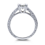 White Gold Forever One Colorless Moissanite Engagement Ring with Diamond Channel Band by Yaffie Kobelli