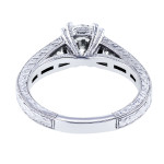 White Gold Forever One Colorless Moissanite Engagement Ring with Diamond Channel Band by Yaffie Kobelli