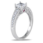 Sparkling White Gold Princess Diamond Ring with 1ct TDW by Yaffie