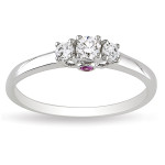 Gold Yaffie L'Amour Enrose 1/4ct TDW 3-Stone Diamond and Pink Sapphire Ring
