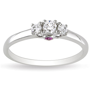 Gold Yaffie L'Amour Enrose 1/4ct TDW 3-Stone Diamond and Pink Sapphire Ring