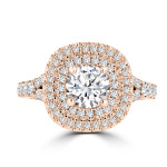 Double Halo Diamond Engagement Ring by Yaffie La Vita - Radiantly Rose/ White Gold with 1 4/5ct TDW Sparkle