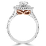 Yaffie La Vita Vital-White/Rose Gold Double Halo Diamond Ring, totaling 1.8 carats.