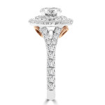 Yaffie La Vita Vital Ring: 1 4/5ct TDW Double Halo Diamond Engagement in Radiant White & Rose Gold Shimmer
