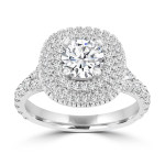 Yaffie La Vita Vital-White/Rose Gold Double Halo Diamond Ring, totaling 1.8 carats.