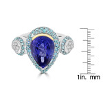 Stylishly elegant, the Yaffie 5.2cts Tanzanite Paraiba Tourmaline and Diamond Ring is a must-have accessory for the fashion-forward individual. This stunning piece combines sparkling diamonds and gorgeous two-tone gemstones to make any outfit pop.