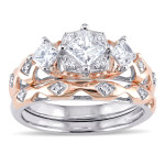 Say 'I do' in style with Yaffie Royal Rose and White Gold Bridal Rings - Princess and Round-cut Gems Galore!