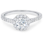 Sparkling Yaffie Gold Diamond Halo Engagement Ring with 1.16ct TDW and Cathedral Setting