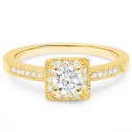 Radiant Love: Yaffie Gold Square Princess Halo Diamond Ring