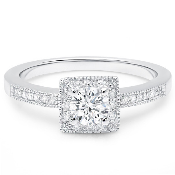 Radiant Love: Yaffie Gold Square Princess Halo Diamond Ring