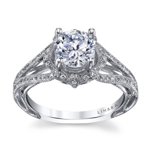 Dazzling Yaffie White Gold Semi-Mount Halo Diamond Ring with 1/4ct TDW