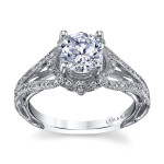 Sparkling Yaffie Semi-Mount Diamond Halo Engagement Ring with White Gold and 1/4ct TDW