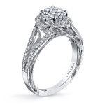 Sparkling Yaffie Semi-Mount Diamond Halo Engagement Ring with White Gold and 1/4ct TDW
