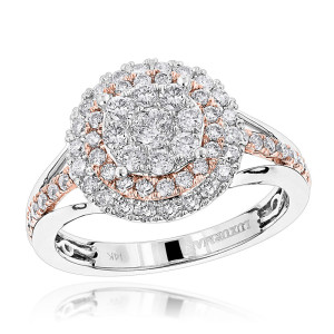Shine Bright with Yaffie 1 ct Double Halo Diamond Ring in Luxurious Gold - Perfect for Women