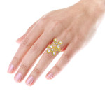 Women 1.5ct Gold, White, and Yellow Diamond Flower Cocktail Ring by Yaffie